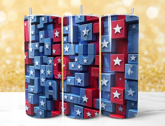 Add a Touch of Patriotic Spirit with the 3D Patriotic Stars Stripes American Flag Tumbler Wrap