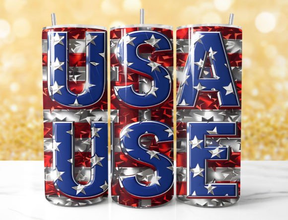Celebrate American Pride with the 3D Patriotic Stars Stripes American Flag Tumbler Wrap