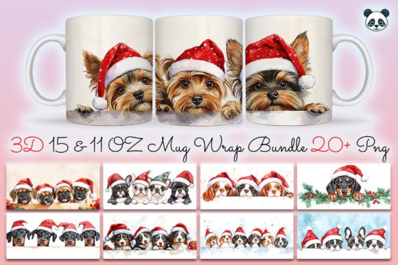 Christmas Dog Mug Wrap Bundle: Festive and Adorable