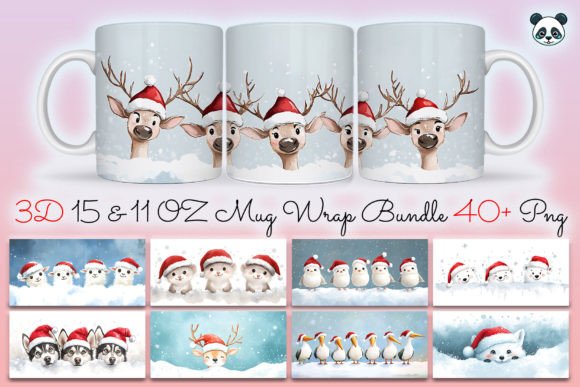Christmas Winter Animals Mug Wrap Bundle