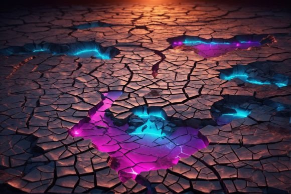 Cracked Neon Glowing Texture: A Versatile Design Asset