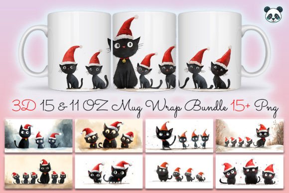 Embrace the Festive Season with the Christmas Black Cat Mug Wrap Bundle
