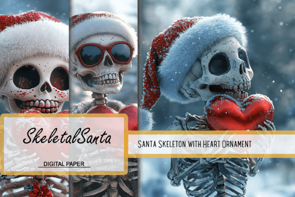Embrace the Unique Charm of Santa Skeleton with Heart Ornament Art