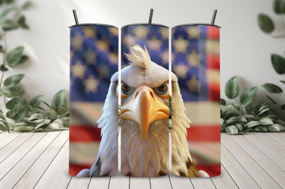 Eye-Catching 3D Eagle with American Flag Tumbler Wrap