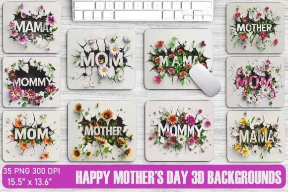 Happy Mother's Day 3D Backgrounds Bundle