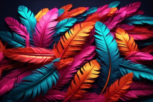 Neon Feather Background: A Versatile Design Asset