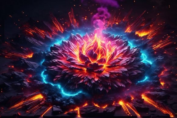 Neon Fire Explosion Background: A Versatile Design Element for Modern Creations