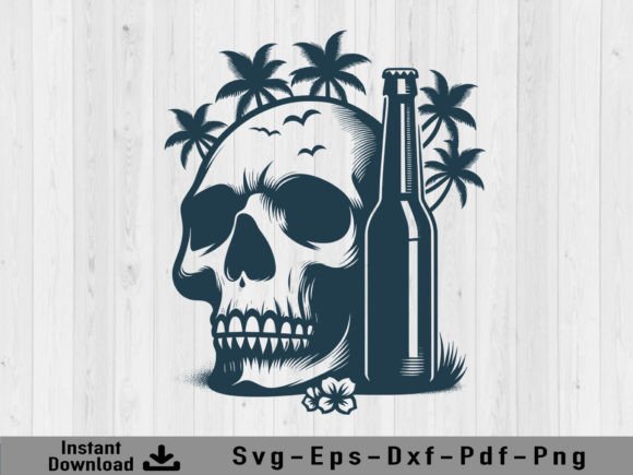 Skull Head with Beer Bottle Svg Vector: The Ultimate Summer Emblem